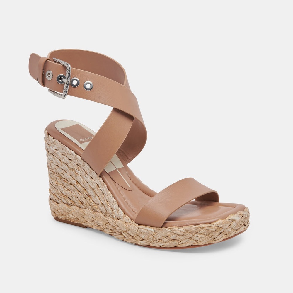 Dolce Vita Aldona Braided Raffia Ankle Strap Wedge Sandal Belgium Sweet - Picture 2 of 15